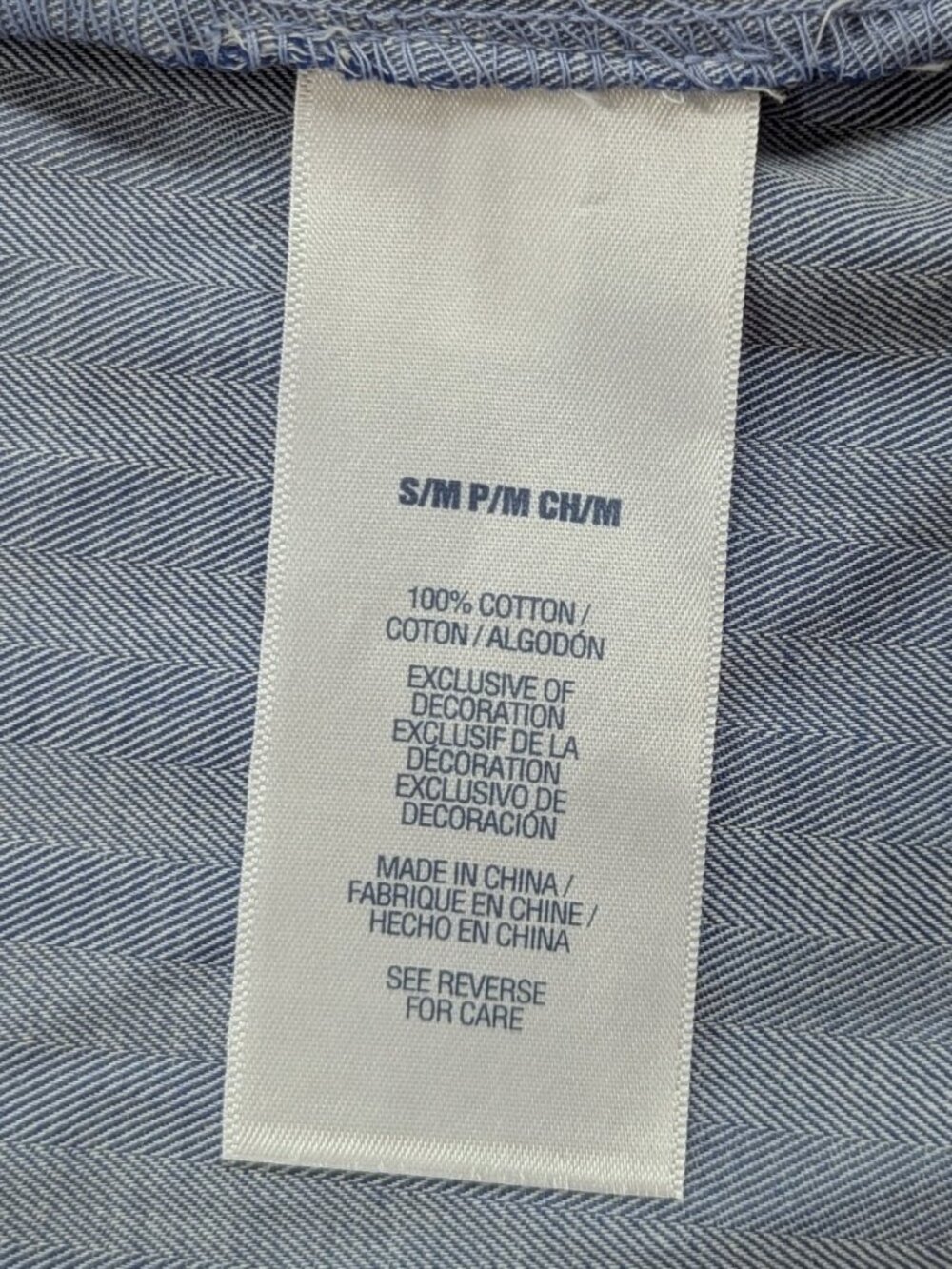 Nautica Men's Bath Robe 100% Cotton Blue Chambray Sz S/M - Picture 12 of 13